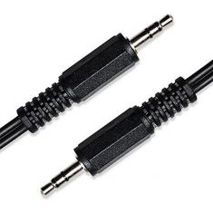 Câble Jack mâle/mâle 3.5mm noir torsadé - coudé des 2 côtés - 2m