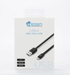 Câble USB/micro USB plat 1m noir - reversible