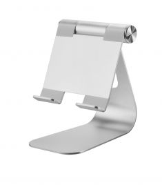 Support de tablette WE pour surface plane : bureau, table etc. 10'' max reccomandé. Alliage d'aluminium, patins antidérapants. Silver