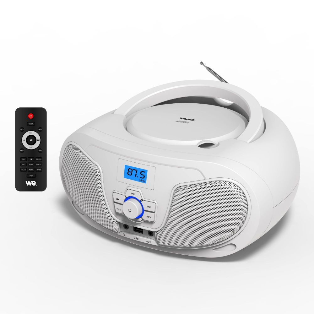 Lecteur Radio CD-USB(MP3)-Bluetooth avec télécommande, 2*2W Blanc