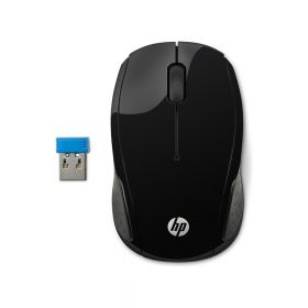 HP 200 Noire - Souris sans fil  1er prix, Forme Galbée, Résolution capteur 1000 dpi, 2 piles AAA X6W31AA $